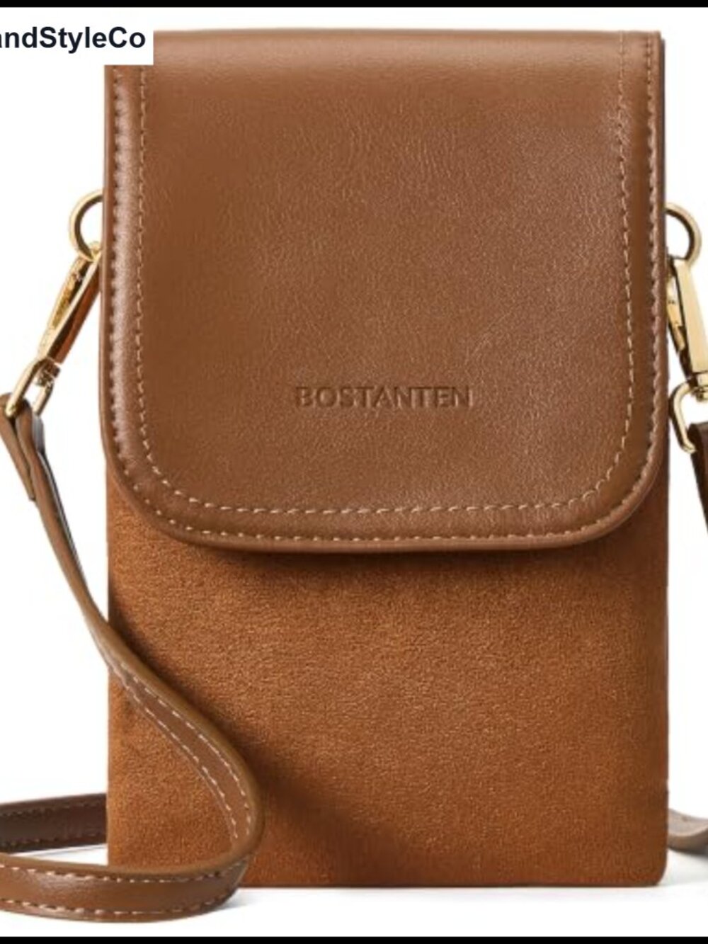 Vegan Leather & Suede Small Crossbody Bag RFID Blocking Fits Phone Purse
